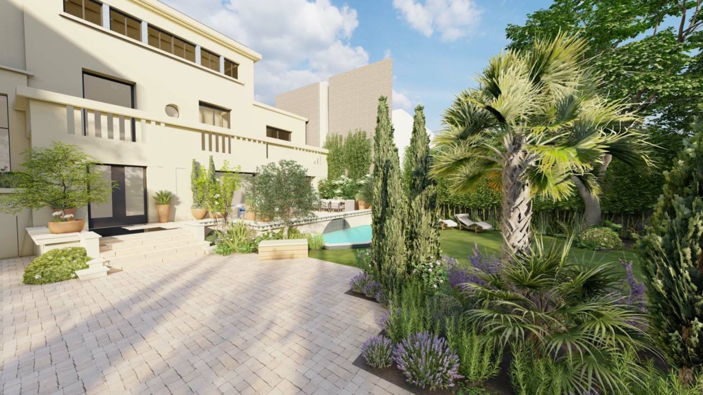 conception 3D d'un jardin contemporain par Le Monde des Jardins