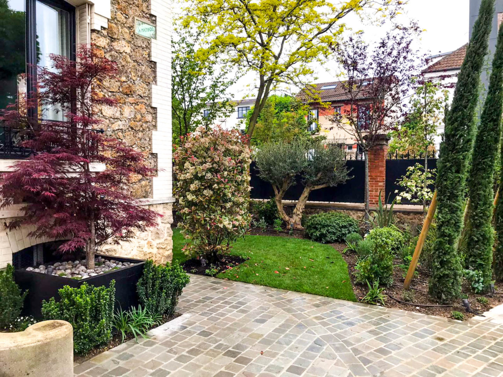 COMPAS (9 of 13) Végétaliser votre cour : plantes et aménagement vert avec pelouse, arbres ornementaux et massifs paysagers